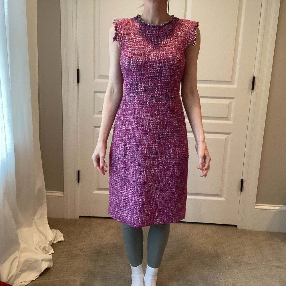Elegant Pink Tweed Dress